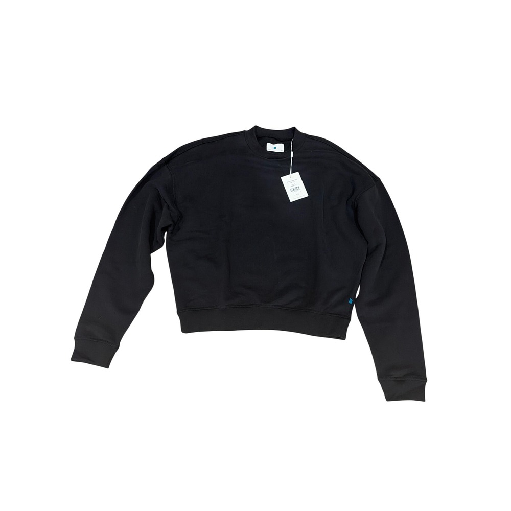 Jason Scott Womens Brushed Terry Crew Neck Sweatshirt Washed Black W204FT Small
